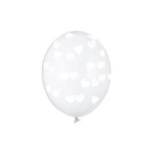 SB14C-228-099W-6 Party Deco Čiré balóny se srdíčky - Crystal Clear - 30cm, 6ks Bílá