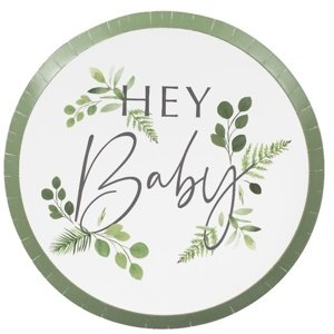 Baby shower Hey Baby - Talíře papírové  24 cm 8 ks