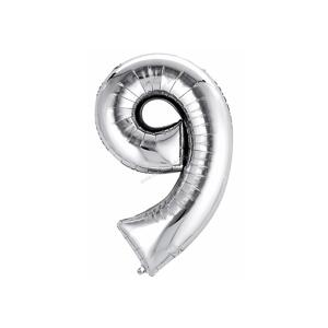 Balon fóliový stříbrný číslo 9 - 80 cm