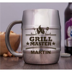 Nerezový chladicí pivní "půllitr" Grill master se jménem 400ml - lesklý