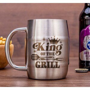 Nerezový chladicí pivní "půllitr" King of the grill 400ml - broušený